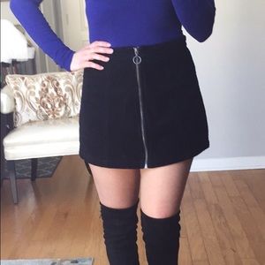 Corduroy Zip Front Mini Skirt